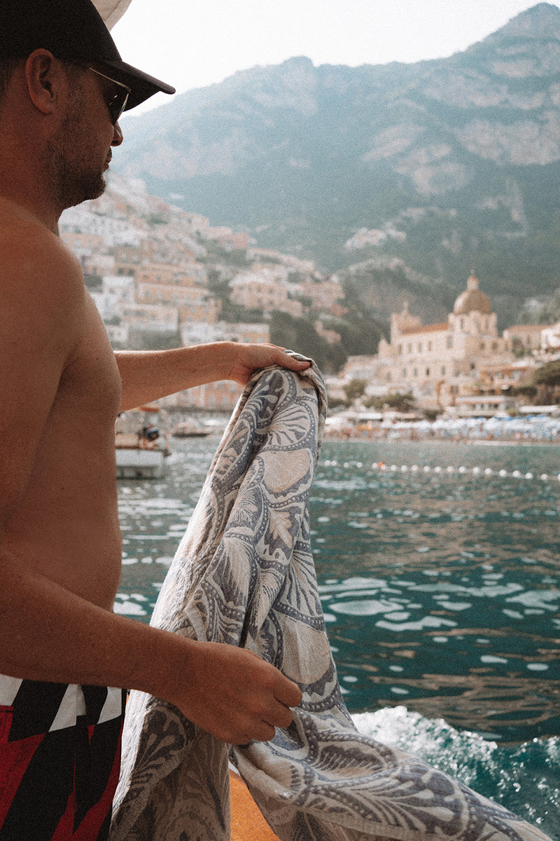 Turkish Jacquard Beach Towel - Blue