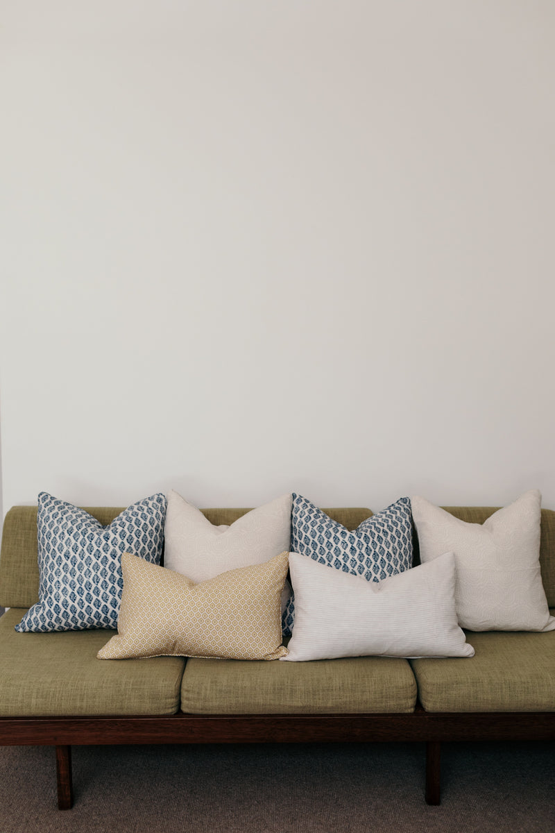 French linen cushion on couch