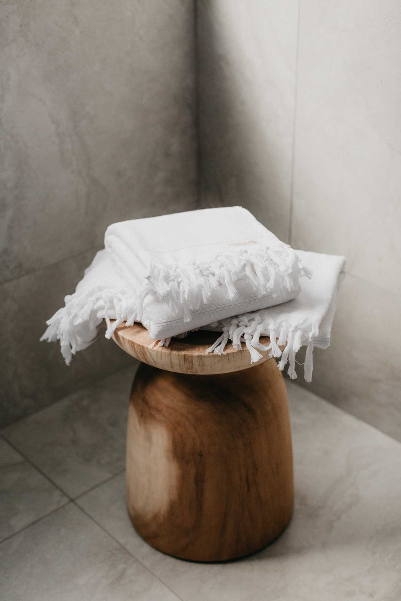 Pearl White Terry-back Turkish - Bath Towel - The Cozy Throw