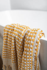 pom pom mustard Turkish bath towel